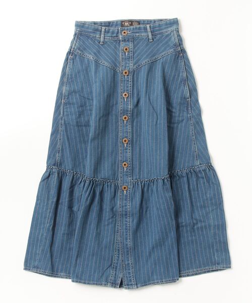 RRL(ダブル アール エル)の「インディゴ ストライプド デニム スカート(デニムスカート・レディース・ネイビー系1・1/2/3/4/5)」の3枚目の写真