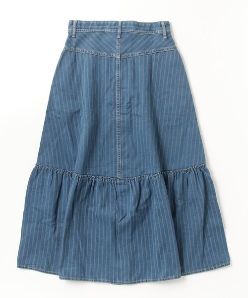 RRL(ダブル アール エル)の「インディゴ ストライプド デニム スカート(デニムスカート・レディース・ネイビー系1・1/2/3/4/5)」の2枚目の写真