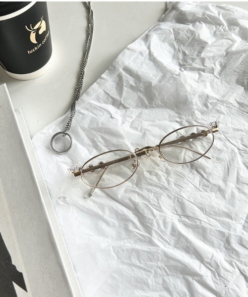 UP START（アップスタート）の「【LAMPOON】ビジューメガネ（メガネ・レディース・ゴールド/シルバー・FREE）」の2枚目の写真