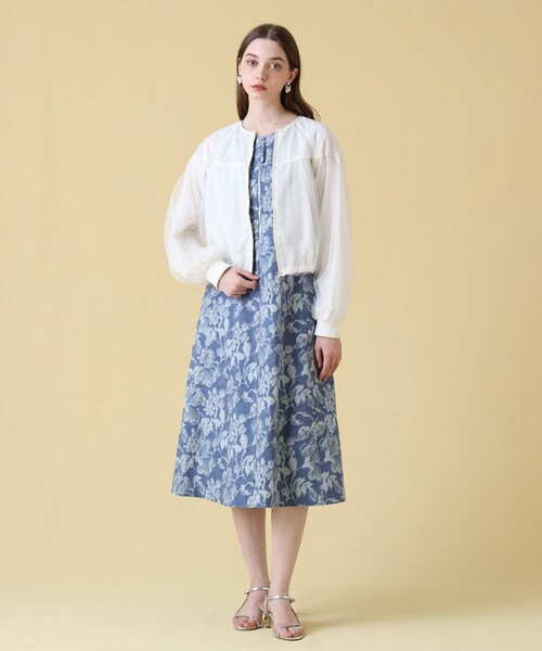ANAYI(アナイ)の「チュールヨークギャザーブルゾン(ブルゾン・レディース・ネイビー/ホワイト・38/36/34)」の10枚目の写真