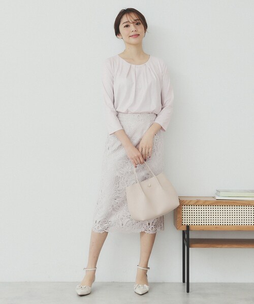 セール】パール調チェーン付きフロントタックトップス【洗濯機洗い可