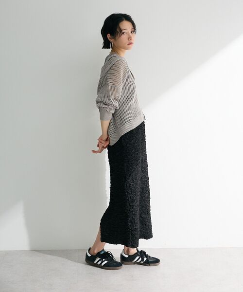 Green　Parks（グリーンパークス）の「メッシュニットパーカー（パーカー・レディース・オフホワイト/グレー/サックスブルー・FREE）」の7枚目の写真