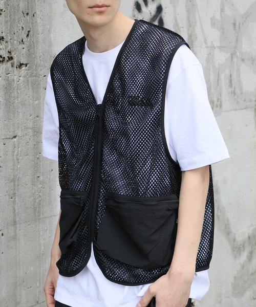 FIRST DOWN(ファーストダウン)の「【FIRST DOWN/ファーストダウン】TASLAN NYLON MESH VEST/タスランナイロン メッシュベスト(ベスト・メンズ・レオパード/ミント/ブラック・XL/L/M)」の11枚目の写真