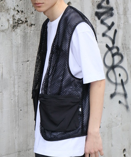 FIRST DOWN(ファーストダウン)の「【FIRST DOWN/ファーストダウン】TASLAN NYLON MESH VEST/タスランナイロン メッシュベスト(ベスト・メンズ・レオパード/ミント/ブラック・XL/L/M)」の13枚目の写真