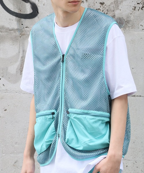 FIRST DOWN(ファーストダウン)の「【FIRST DOWN/ファーストダウン】TASLAN NYLON MESH VEST/タスランナイロン メッシュベスト(ベスト・メンズ・レオパード/ミント/ブラック・XL/L/M)」の16枚目の写真