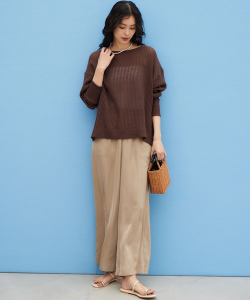 BARNYARDSTORM（バンヤードストーム）の「BARNYARDSTORM / ハシゴ編みニット（ニット/セーター・レディース・ブラウン/ホワイト・FREE）」の6枚目の写真