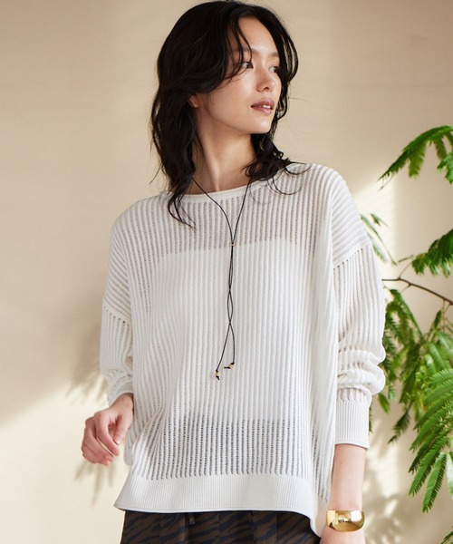 BARNYARDSTORM（バンヤードストーム）の「BARNYARDSTORM / ハシゴ編みニット（ニット/セーター・レディース・ブラウン/ホワイト・FREE）」の8枚目の写真