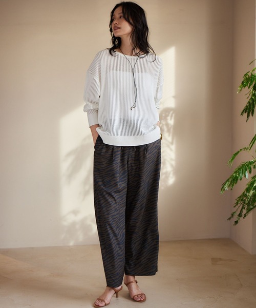 BARNYARDSTORM（バンヤードストーム）の「BARNYARDSTORM / ハシゴ編みニット（ニット/セーター・レディース・ブラウン/ホワイト・FREE）」の10枚目の写真