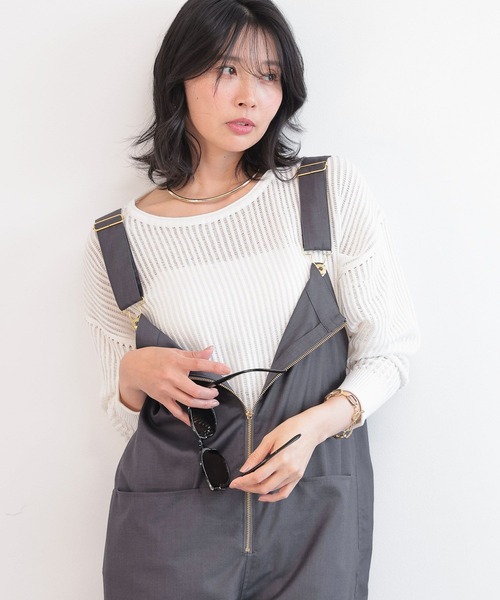 BARNYARDSTORM（バンヤードストーム）の「BARNYARDSTORM / ハシゴ編みニット（ニット/セーター・レディース・ブラウン/ホワイト・FREE）」の12枚目の写真