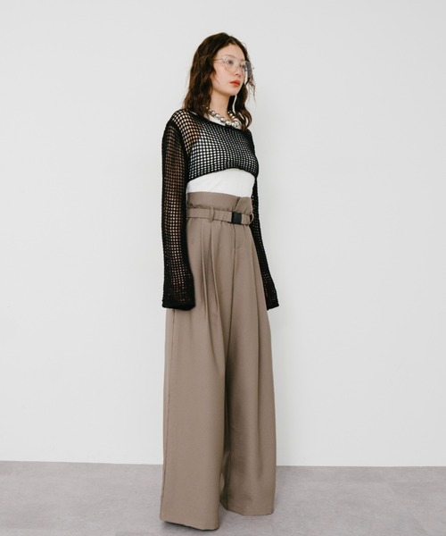 mame 2020fw ニット クロップドメッシュニット（ニット/セーター）｜HANNE（アン）の