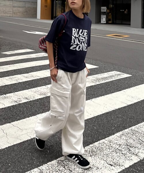 CIAOPANIC TYPY（チャオパニックティピー）の「【UNISEX】スクエアロゴTEE（Tシャツ/カットソー・レディース・ブルー/ネイビー/ホワイト・MEDIUM/LARGE）」の19枚目の写真