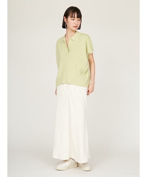 「emmi」 長袖ニット FREE ホワイト レディース emmi（エミ）の「【emmi atelier】クロップドメッシュニット