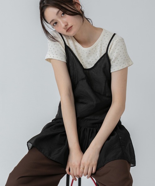 tシャツ 花柄半袖サーマルカットソー/ワッフル 花柄 小花柄 シンプル 春服 夏服 チビT コンパクト 韓国 ガーリー レディース セール】花柄半袖サーマルカットソー/ワッフル 花柄 小花柄