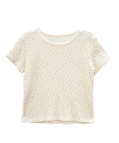 セール】花柄半袖サーマルカットソー/ワッフル 花柄 小花柄 シンプル
