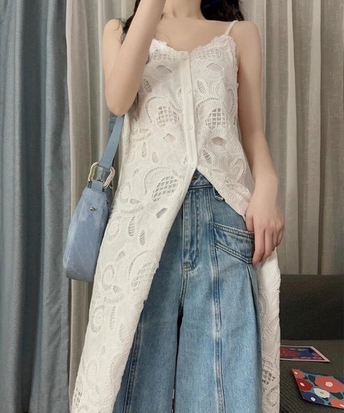 gossip!ロサンゼルス(ゴシップロサンゼルス)の「フロントオープン 総レースキャミソールワンピース(ワンピース・レディース・ホワイト・M)」の9枚目の写真