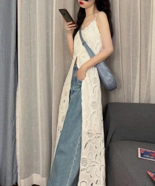 gossip!ロサンゼルス(ゴシップロサンゼルス)の「フロントオープン 総レースキャミソールワンピース(ワンピース・レディース・ホワイト・M)」の10枚目の写真