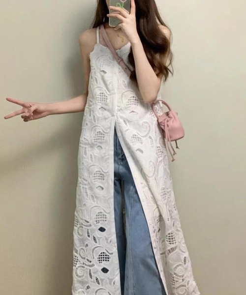 gossip!ロサンゼルス(ゴシップロサンゼルス)の「フロントオープン 総レースキャミソールワンピース(ワンピース・レディース・ホワイト・M)」の11枚目の写真