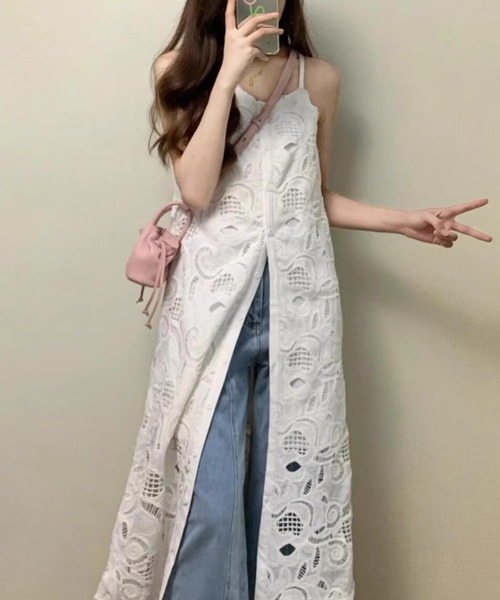 gossip!ロサンゼルス(ゴシップロサンゼルス)の「フロントオープン 総レースキャミソールワンピース(ワンピース・レディース・ホワイト・M)」の13枚目の写真