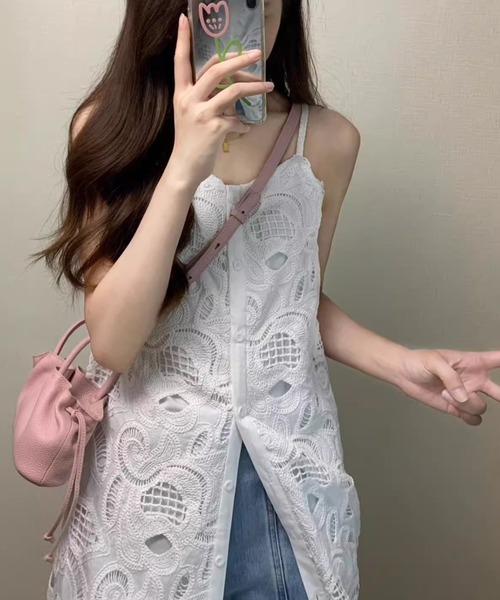 gossip!ロサンゼルス(ゴシップロサンゼルス)の「フロントオープン 総レースキャミソールワンピース(ワンピース・レディース・ホワイト・M)」の15枚目の写真