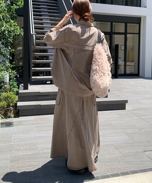 セール】綿リヨセルピグメント加工カーゴスカート（スカート