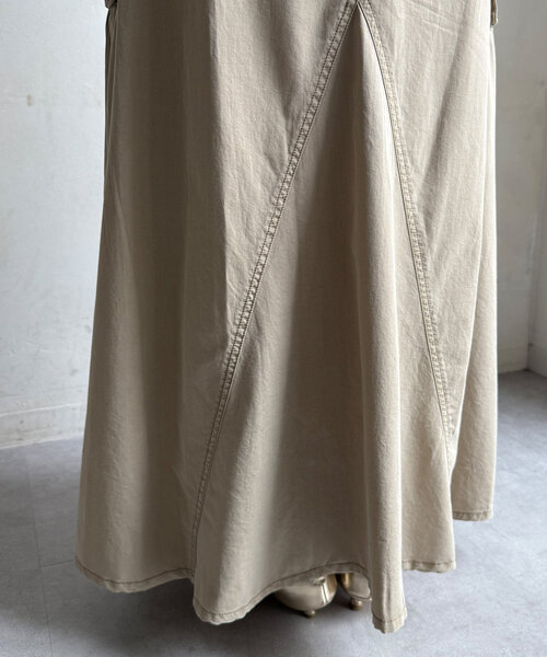 DouDou(ドゥドゥ)の「綿リヨセルピグメント加工カーゴスカート(スカート・レディース・ブラック/ベージュ/ブラウン・FREE/TM)」の4枚目の写真