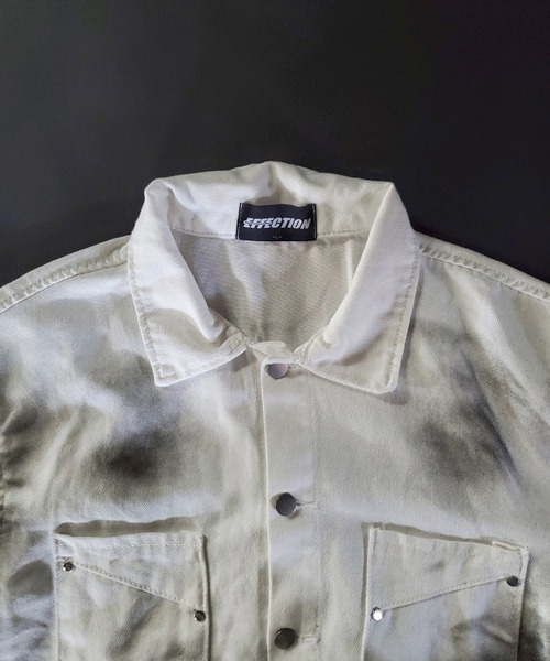 EFFECTION(エフェクション)の「EFFECTION // spray painting letter print fringe denim shirt〈スプレー加工 レタープリント フリンジ デニム シャツ〉(シャツ/ブラウス・メンズ・ホワイト系その他/ブラック系その他・MEDIUM/LARGE/X-LARGE)」の19枚目の写真