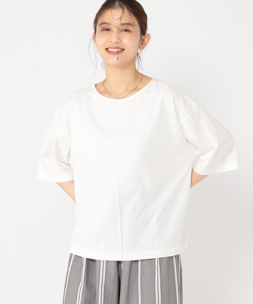 studio CLIP(スタディオクリップ)の「USAコットンダブルフロントベーシックTシャツ(Tシャツ/カットソー・レディース・その他1/その他3/その他2/オフホワイト/ブルー/その他4/ブラック・LARGE/MEDIUM)」の2枚目の写真