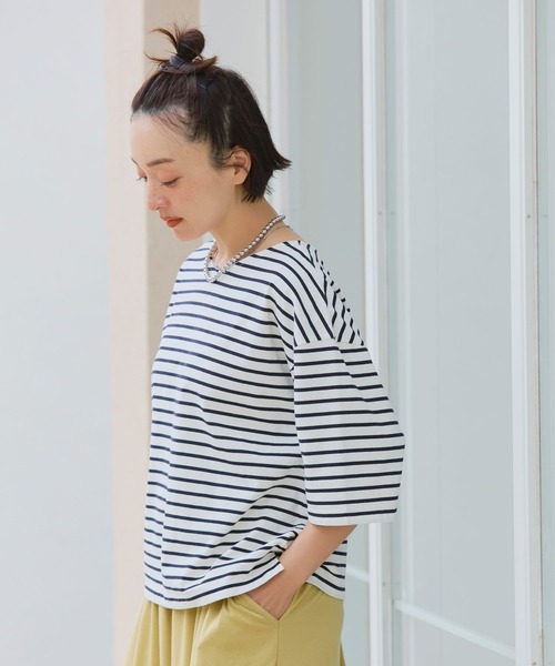 studio CLIP(スタディオクリップ)の「USAコットンダブルフロントベーシックTシャツ(Tシャツ/カットソー・レディース・その他1/その他3/その他2/オフホワイト/ブルー/その他4/ブラック・LARGE/MEDIUM)」の8枚目の写真