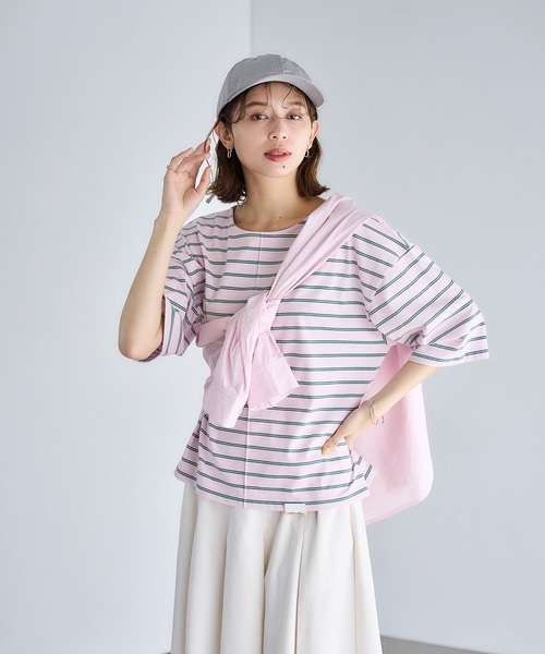 studio CLIP(スタディオクリップ)の「USAコットンダブルフロントベーシックTシャツ(Tシャツ/カットソー・レディース・その他1/その他3/その他2/オフホワイト/ブルー/その他4/ブラック・LARGE/MEDIUM)」の16枚目の写真