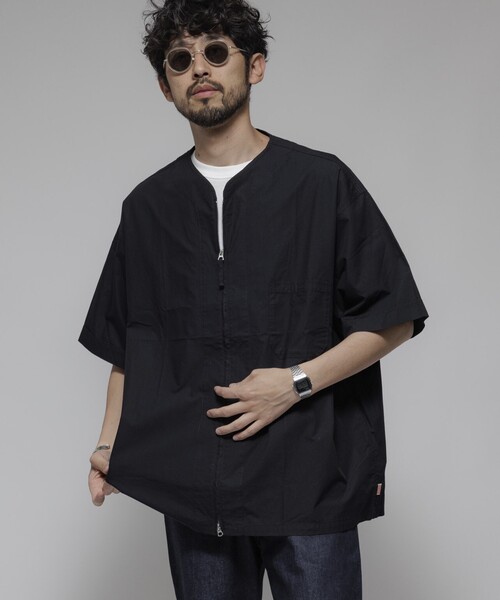 HINSON（ヒンソン）の「HINSON/ヒンソン フルジップカーディガン ショートスリーブシャツ/ブロード（シャツ/ブラウス・メンズ・ホワイト/ブラック/グレー系その他/サックスブルー/ブルー系その他・MEDIUM/LARGE）」の3枚目の写真