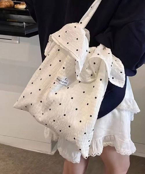 モリス&コー　ピンバーネル&フラワーズ アシンメトリーフリル　トートバッグ ウイリアム・モリス柄 立体刺繍トートバッグ 60×40cm | Jubilee