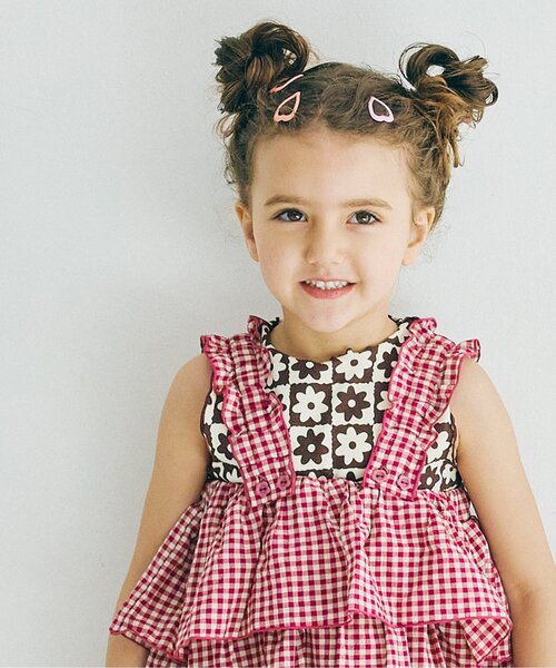 p.premier(ピードットプルミエ)の「イロチ買いしたい総柄メロウタンク(タンクトップ・キッズ・ブラック/ブルー/オレンジ/ブラウン/ピンク/レッド・80/90/100/110/120/130/140)」の2枚目の写真