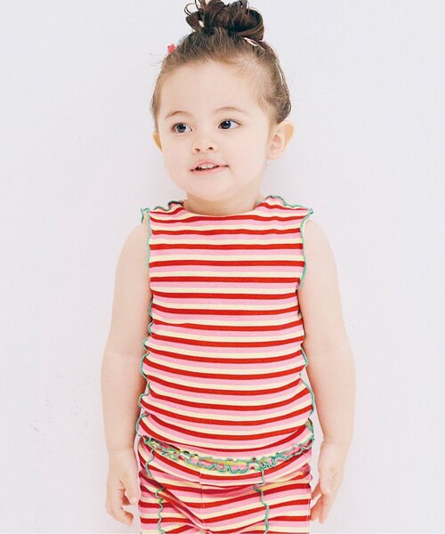 p.premier(ピードットプルミエ)の「イロチ買いしたい総柄メロウタンク(タンクトップ・キッズ・ブラック/ブルー/オレンジ/ブラウン/ピンク/レッド・80/90/100/110/120/130/140)」の6枚目の写真