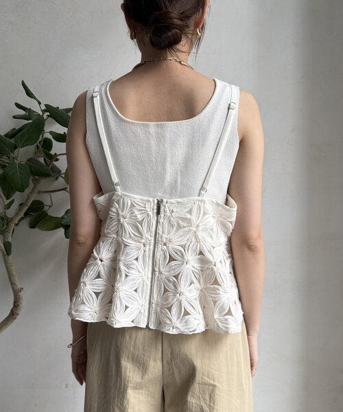 DouDou(ドゥドゥ)の「【WEB限定】チュールフラワーキャミ(シャツ/ブラウス・レディース・オフホワイト/ブラック・FREE)」の11枚目の写真