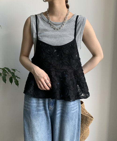 DOUDOUチュールフラワーキャミ WEB限定】チュールフラワーキャミ（シャツ/ブラウス）｜DouDou
