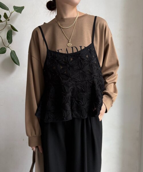 【新品未使用】DouDou チュールフラワーキャミ WEB限定】チュールフラワーキャミ（シャツ/ブラウス）｜DouDou