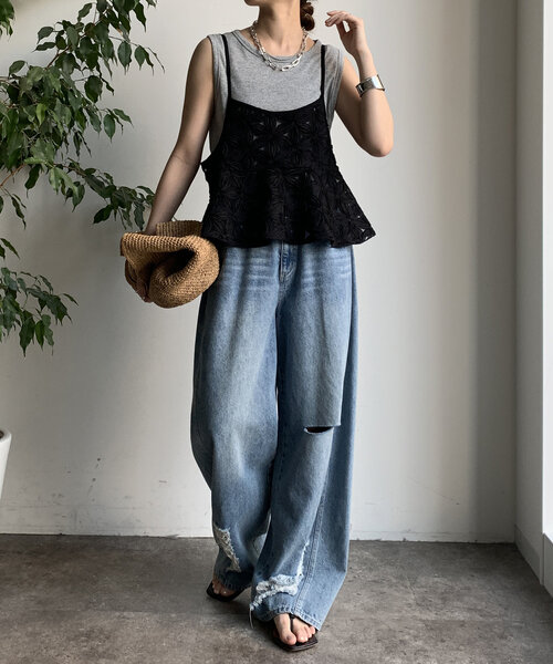 DouDou 【WEB限定】チュールフラワーキャミ WEB限定】チュールフラワーキャミ（シャツ/ブラウス）｜DouDou