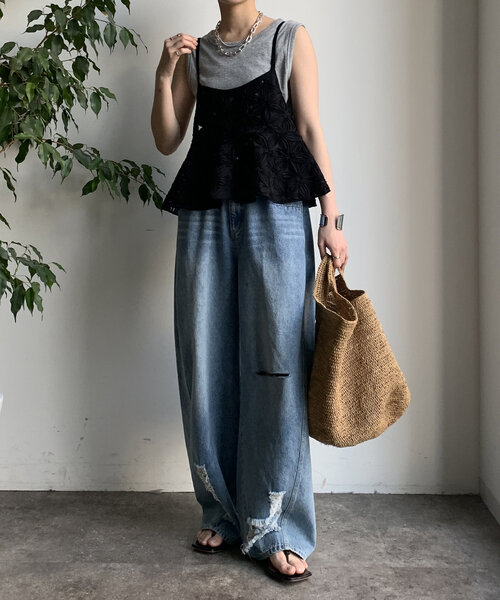 WEB限定】チュールフラワーキャミ（シャツ/ブラウス）｜DouDou