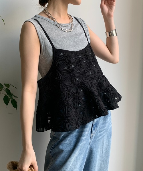 DouDou 【WEB限定】チュールフラワーキャミ WEB限定】チュールフラワーキャミ（シャツ/ブラウス）｜DouDou