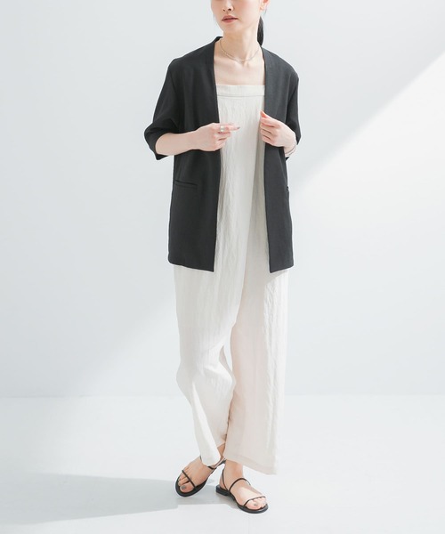 URBAN RESEARCH（アーバンリサーチ）の「『UVカット/吸水速乾/イージーケア』『UR TECH DRYLUXE』 ハーフスリーブジャケット（その他アウター・レディース・ライトベージュ/ブラック・FREE）」の7枚目の写真