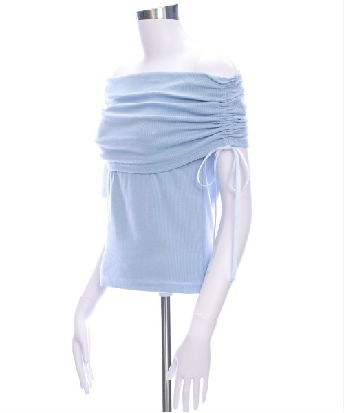 clear（クリア）の「サイドドロストオフショルカットソートップス [着回し力抜群 大人 フェミニン]（Tシャツ/カットソー・レディース・オフホワイト/ライトピンク/サックスブルー/ブラック・F）」の7枚目の写真