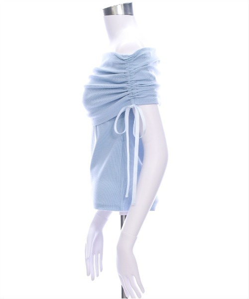 clear（クリア）の「サイドドロストオフショルカットソートップス [着回し力抜群 大人 フェミニン]（Tシャツ/カットソー・レディース・オフホワイト/ライトピンク/サックスブルー/ブラック・F）」の6枚目の写真