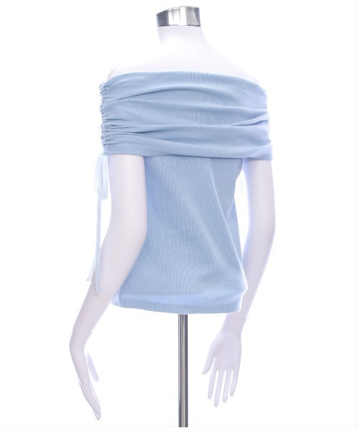 clear（クリア）の「サイドドロストオフショルカットソートップス [着回し力抜群 大人 フェミニン]（Tシャツ/カットソー・レディース・オフホワイト/ライトピンク/サックスブルー/ブラック・F）」の5枚目の写真
