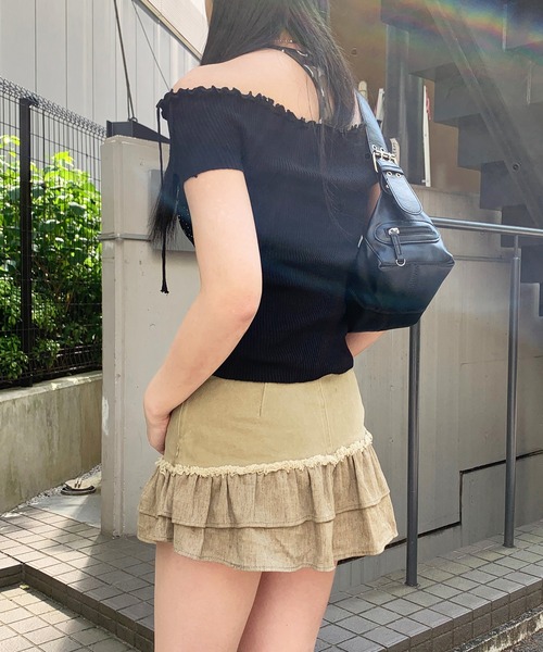 lilful（リルフル）の「【インパン付き】配色フリルミニスカート（スカート・レディース・ベージュ/グレー・M/S）」の18枚目の写真