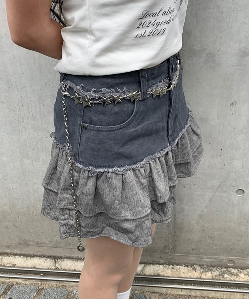 lilful（リルフル）の「【インパン付き】配色フリルミニスカート（スカート・レディース・ベージュ/グレー・M/S）」の12枚目の写真