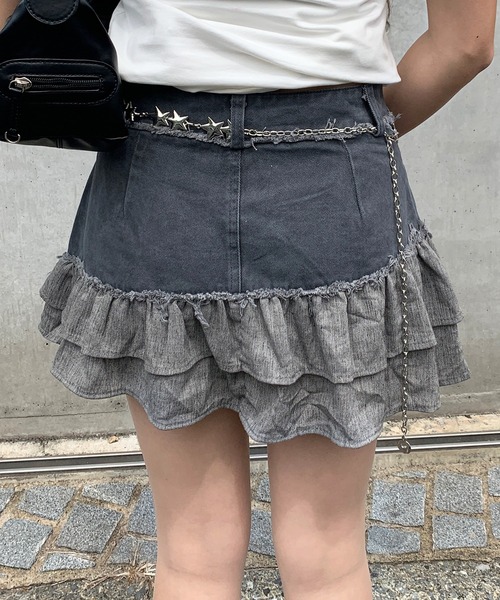 lilful（リルフル）の「【インパン付き】配色フリルミニスカート（スカート・レディース・ベージュ/グレー・M/S）」の13枚目の写真