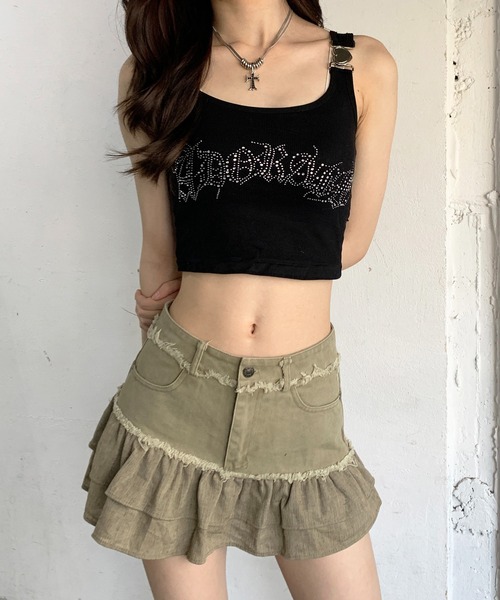 lilful（リルフル）の「【インパン付き】配色フリルミニスカート（スカート・レディース・ベージュ/グレー・M/S）」の21枚目の写真