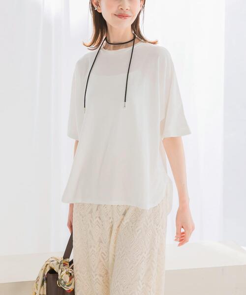 URBAN RESEARCH ROSSO WOMEN(アーバンリサーチ ロッソ)の「接触冷感ハーフスリーブドルマンTシャツ(Tシャツ/カットソー・レディース・パープル/オフホワイト/ブラック/ライトベージュ・FREE)」の1枚目の写真