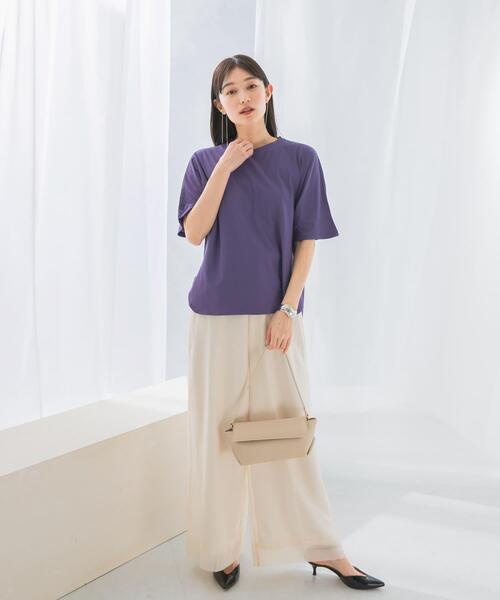 URBAN RESEARCH ROSSO WOMEN(アーバンリサーチ ロッソ)の「接触冷感ハーフスリーブドルマンTシャツ(Tシャツ/カットソー・レディース・パープル/オフホワイト/ブラック/ライトベージュ・FREE)」の21枚目の写真