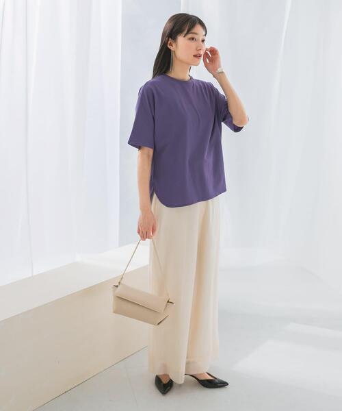 URBAN RESEARCH ROSSO WOMEN(アーバンリサーチ ロッソ)の「接触冷感ハーフスリーブドルマンTシャツ(Tシャツ/カットソー・レディース・パープル/オフホワイト/ブラック/ライトベージュ・FREE)」の20枚目の写真